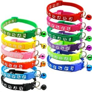 Multi-Color Paw Print Small Pet Collars